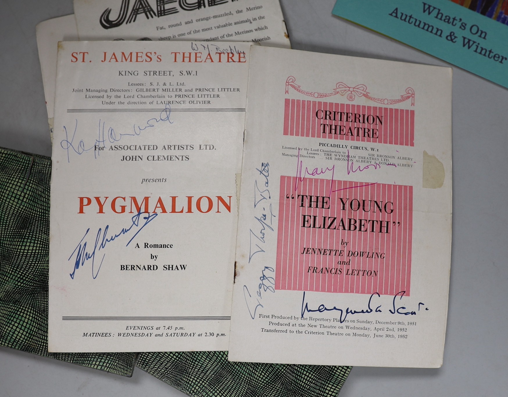 Two autograph albums and Mousetrap and three other signed theatre programmes